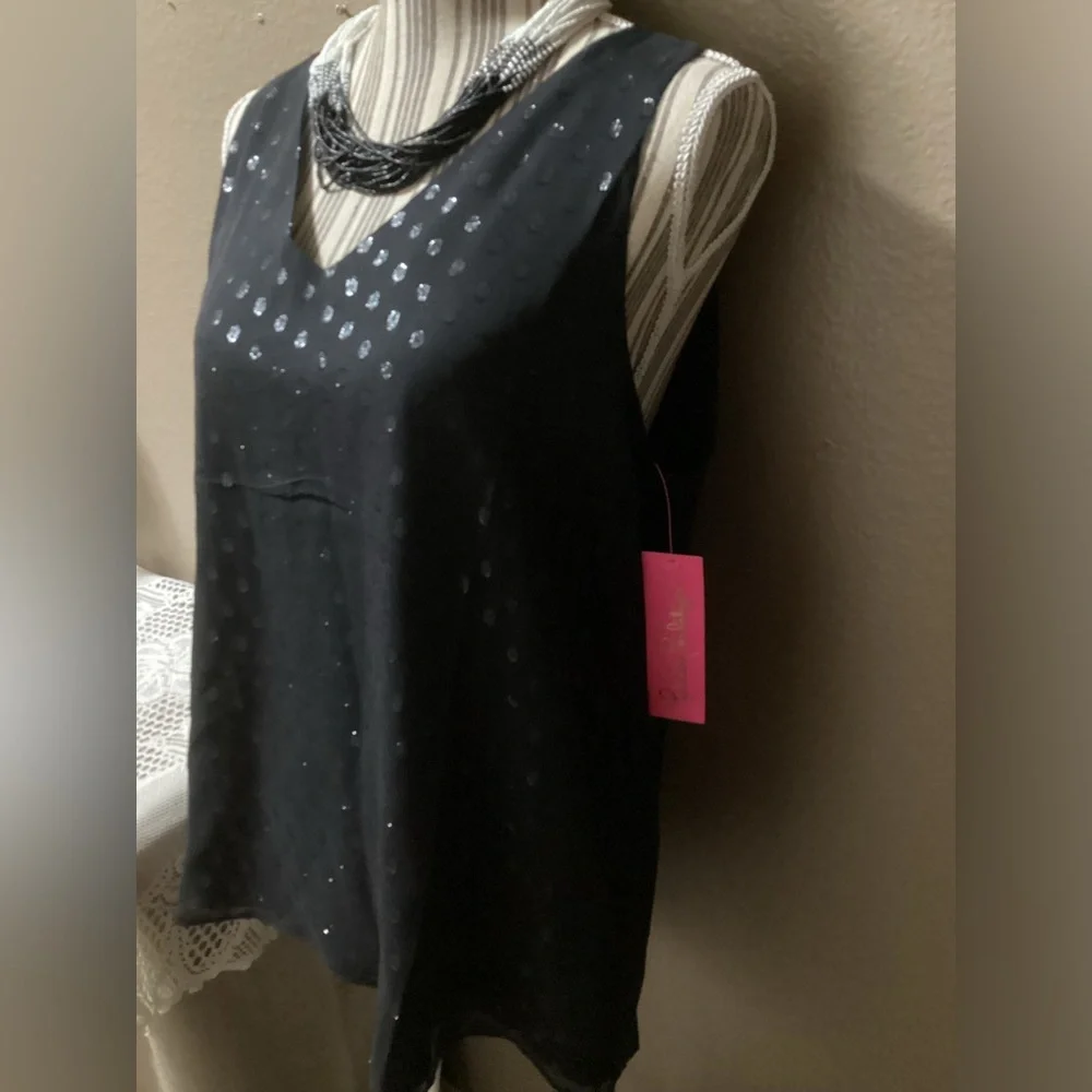 LILLY PULITZER FLORIN-SILK BLACK TOP. - Picture 7 of 15
